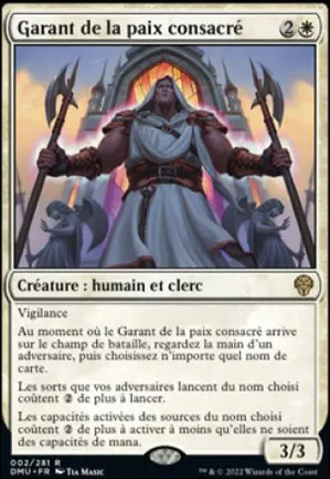 Garant de la paix consacré