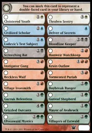 Liste des cartes recto-verso