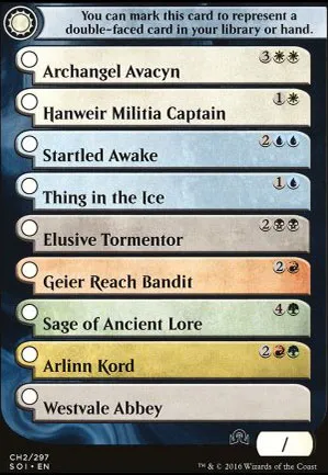 Liste des cartes recto-verso