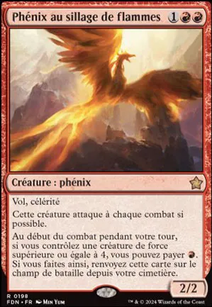 Phénix au sillage de flammes