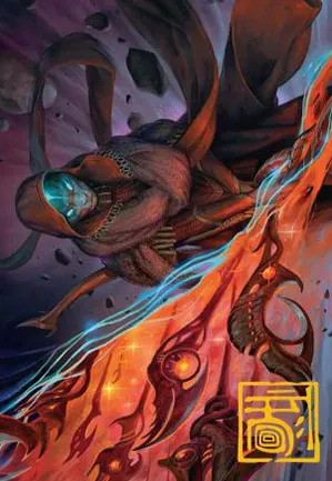 Pisteuse de trame ardente - Illustration